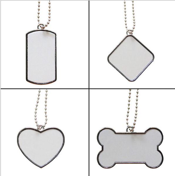 

200pcs sublimation diy blank white stainless steel dog tag pendants mix style
