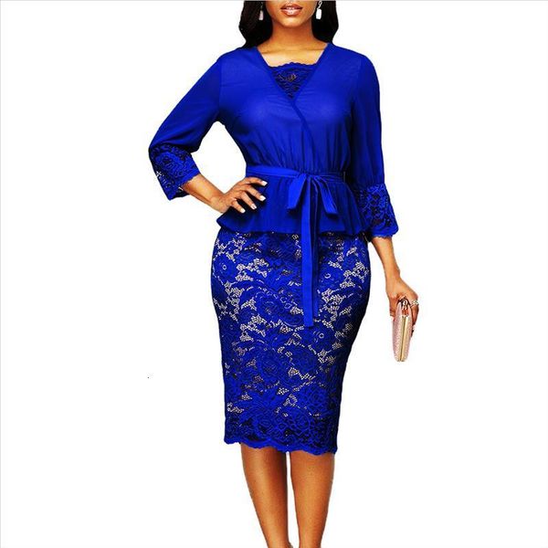 

summer autumn dress women 2020 elegant v-neck patchwork lace long party dress casual plus size slim office pencil dresses, Black;gray