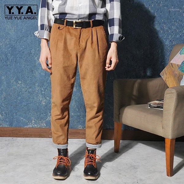 

vintage autumn mens new corduroy pencil pants casual streetwear ankle length trousers male harajuku cargo pants pantalone hombre1, Black