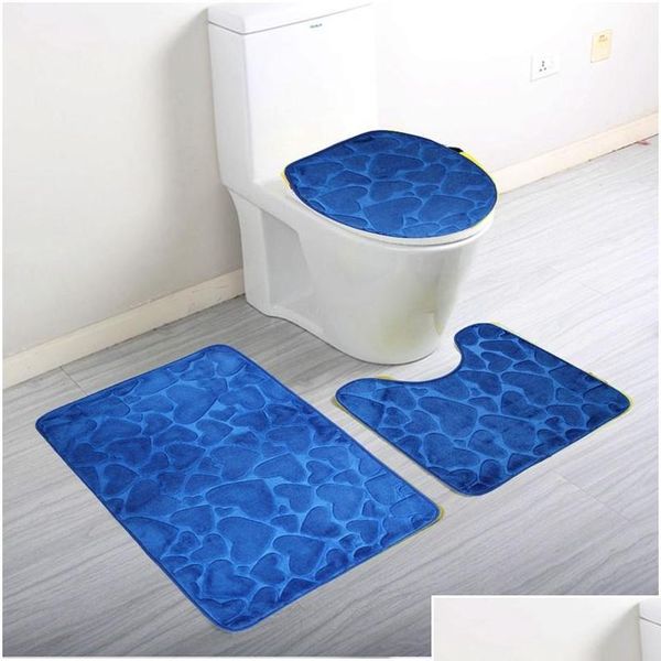 

wholesale-3pcs/set home bathroom door floor mat pad set soft coral fleece bath mat pedestal mat toilet washable qylnqj bbgargden