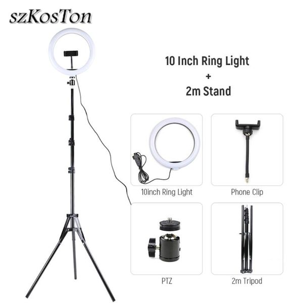 

flash heads 26cm ring light pography lighting with tripod stand selfie lamp led dimmable for live fill smartphone