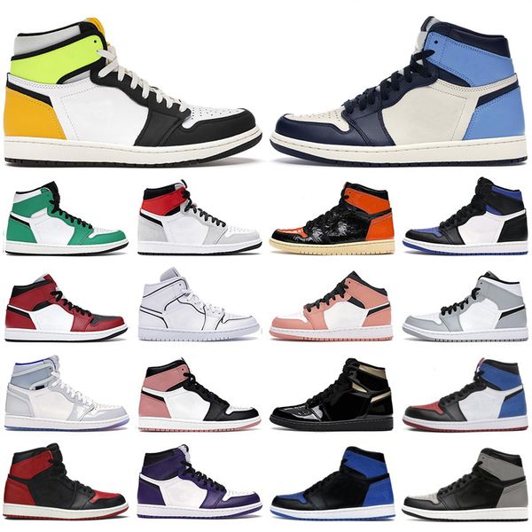 

new men basketball shoes 1s high og 1 volt gold chicago obsidian bred dark mocha lucky green rust pink mens women trainers sneakers