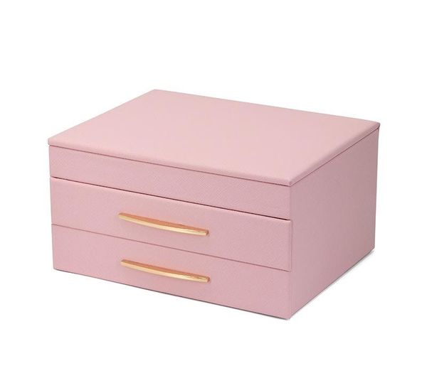 

jewelry storage box multi-functional box for accessories storage three-layer large capacity pu jewel cases creative gift simple korea55, Black;white