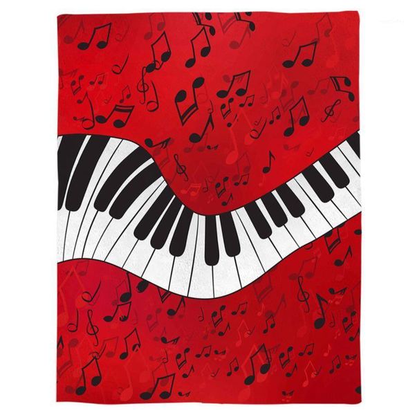 

piano music note red throw blanket portable soft bedspread microfiber flannel blankets for beds1