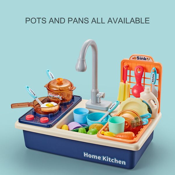 

kids kitchen toys simulation electric dishwasher sink play kitchen food dish rack utensil pretend play cutting role playing girl lj201009