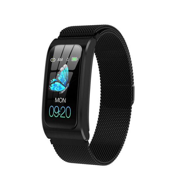 

ak12 114 inch ips color screen smart watch ip68 waterproofmetal watchbandsupport call reminder heart rate monitoringblood pressure monitori