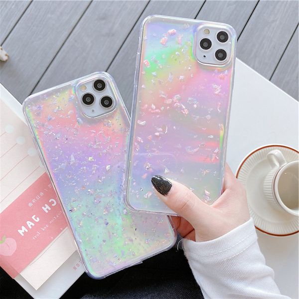 

lov laser раковины для iphone 11 pro x xr xs max 8 7 plus bling блеск случая телефона мягкая tpu задняя крышка