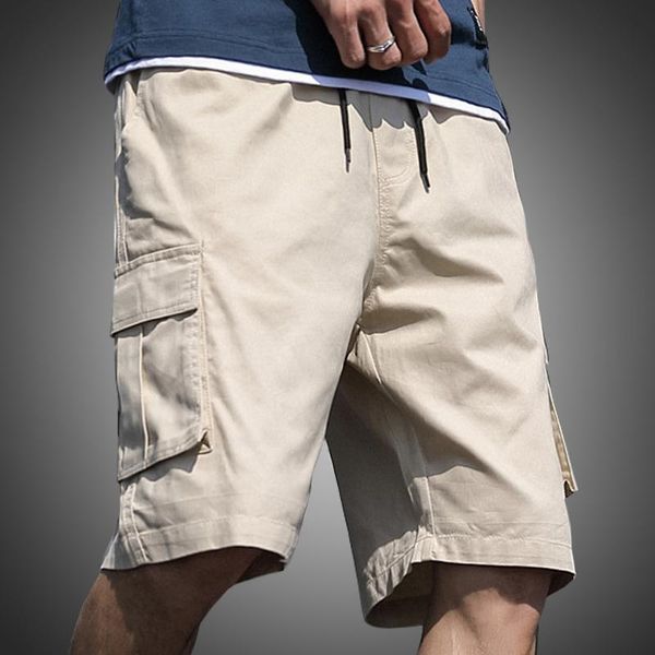 

summer shorts multi-pockets fashion cargo high street male short khaki casual work bermudas plus size men kg-444, White;black