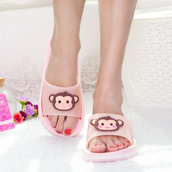 

kine panda indoor slippers beach woman flip flops big girls teens slides women house shoes size 36-41 cartoon monkey, Black