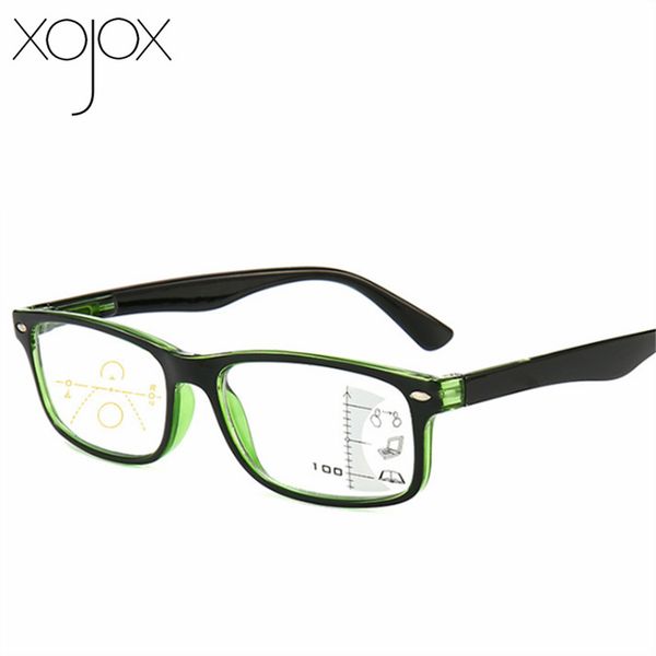 

xojox progressive multi-focus reading women men far near dual-use glasses anti-blue hyperopia eyewear diopter +1.5 2.0, Silver