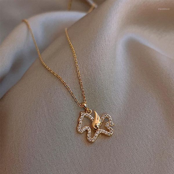 

korea simple shiny crystal angel pony pendant necklace woman exquisite fashion clavicle chain jewelry anniversary gift for girls1, Silver