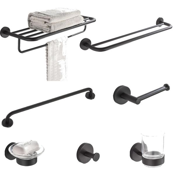 

304 stainless steel bathroom black hardware suite bath towel rack towel towel ring toothbrush cup bathroom accessories wmtyos xhhair