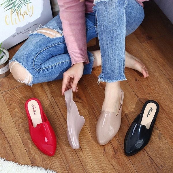 

2020 new women's slippers female summer square head flat bottom leisure comfortable fashion lazy wear jelly slippers #vw7w, Black
