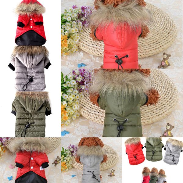 

coat winter warm small dog clothes for pet soft fur hood puppy down jacket clothing 3 n02pj