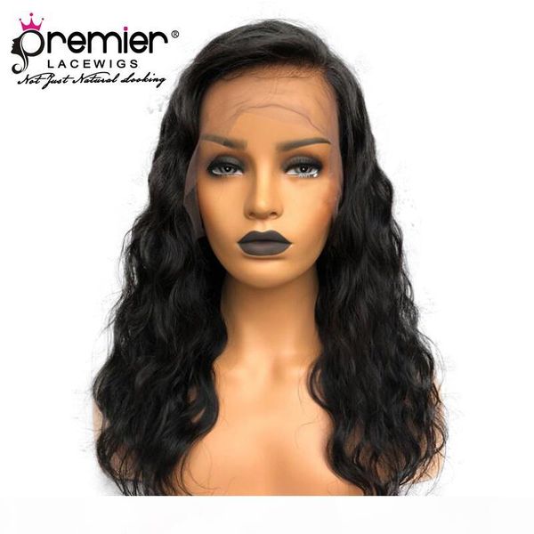 

premier full lace wigs pre-plucked bleached knots natural hairline brazilian virgin hair body wave wigs, Black;brown