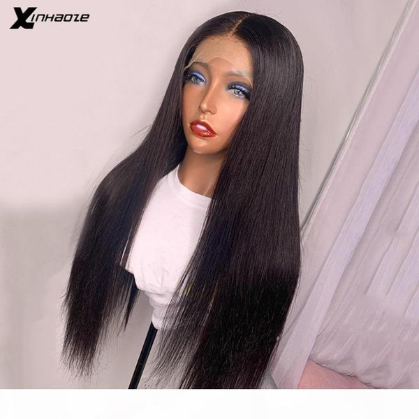 

5*5'' fake scalp silk base lace front wig for women brazilian silky straight deep part t part lace front human hair wigs, Black;brown