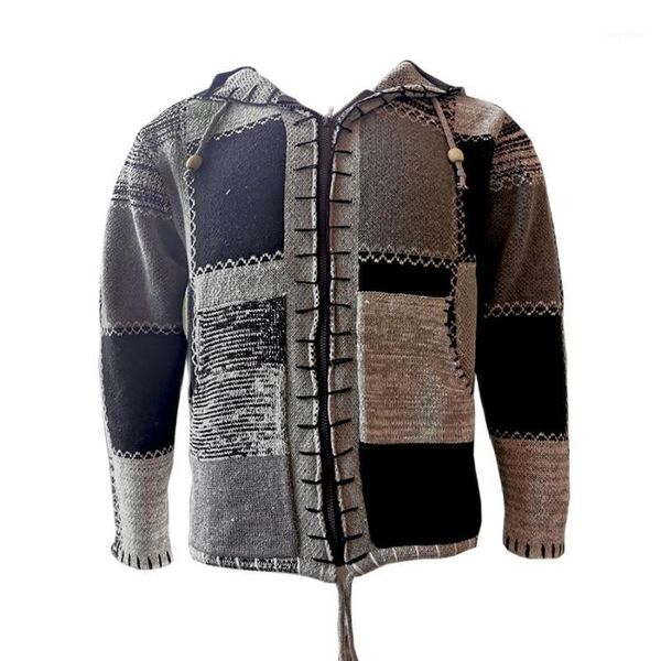 

men sweater coat autumn hooded coat winter warm harajuku color distressed zipper knit sweater with pocket cardigan plus size4xl1, White;black