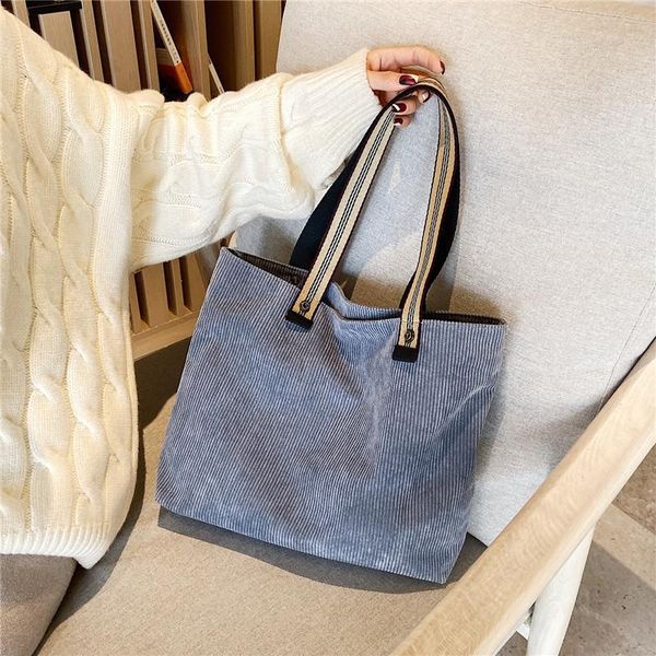 

corduroy shoulder bags for women woven cotton straps canvas bag striped cloth casual tote ladies zipper purse eco books handbag