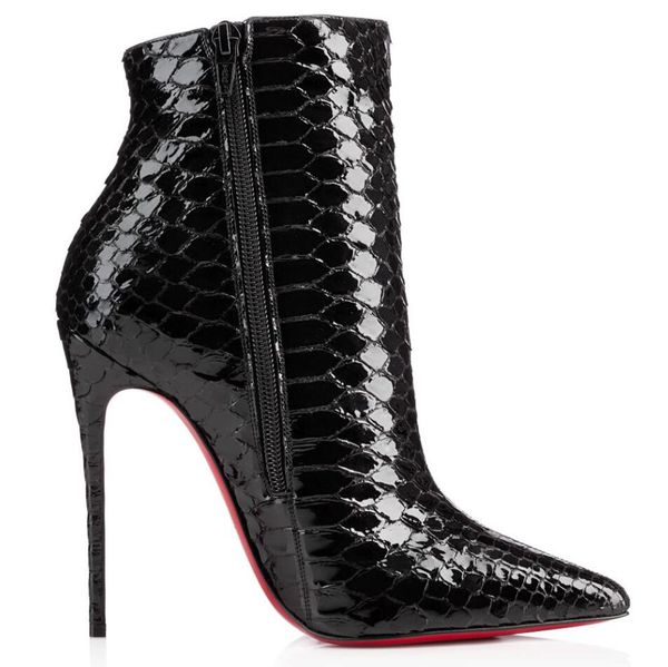 

popular winter booty women's red bottom ankle boots pointed toe lady booties fashion high heels dress party eu35-43,with box, Black