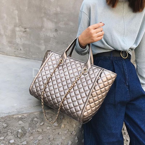 

2020 large shoulder travel leather pu quilted bag female luxury handbags women designer sac a main femme