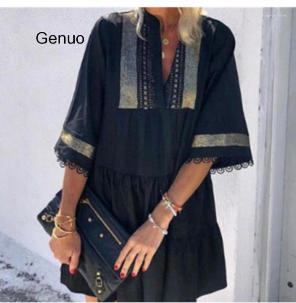 

women's swimwear women vintage print sundress half sleeve v neck summer beach dress party 2021 bohemian vestido casual robe plus size1, White;black