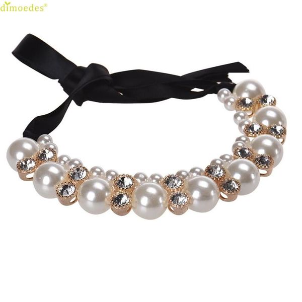 

pendant necklaces brand double row adjustable band chain rhinestone necklace pearl 702510, Silver