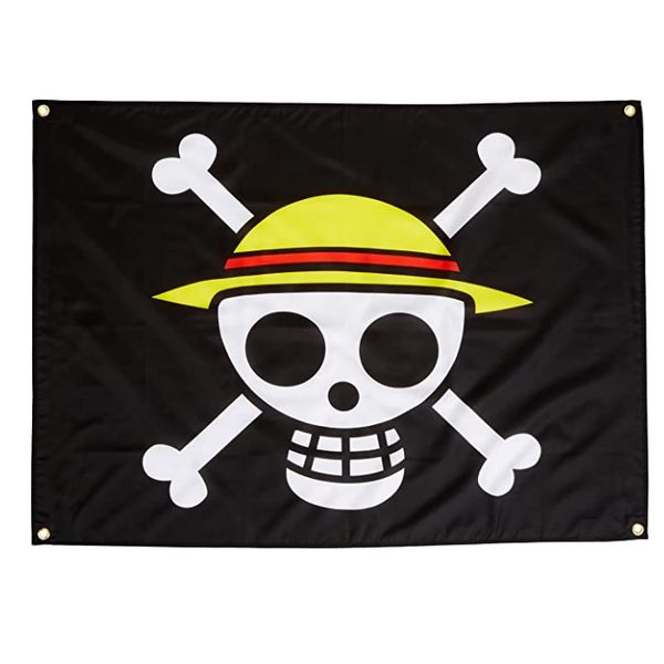 Benutzerdefinierte einteilige Strohhut-Piratenflaggen-Banner, 90 x 150 cm, 100D-Polyester, hohe Qualität, mit Messingösen