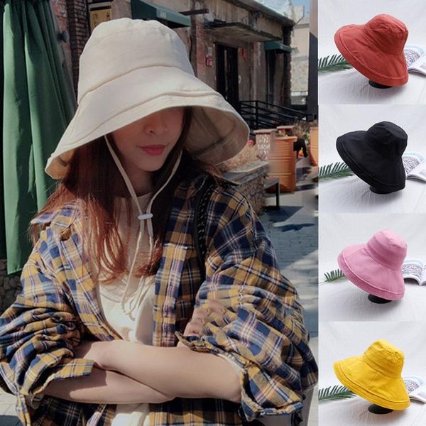 

женщины sun hat летнее пляжное ведро шляпа уф защита солнца складная крышка с ветровой веревкой h9, Blue;gray