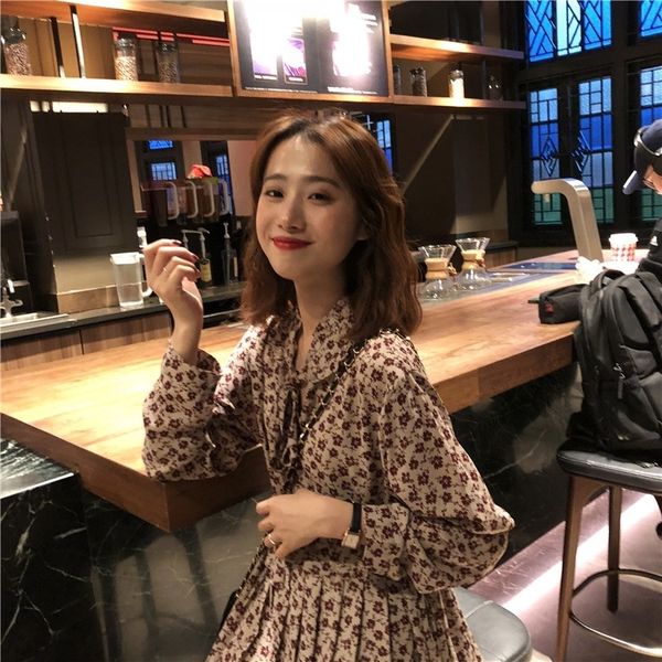 

mjksz рано цветочные с длинными рукавами больших размеров женщин фея зонтик платье зонтик осень платье жира сестра новый западный стиль поху, Black;gray