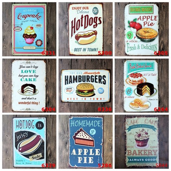 

знаки vintage cake hamburger tin bar вход стена металл картины art poster pub hotel restaurant home decor 40 дизайн dhb1314