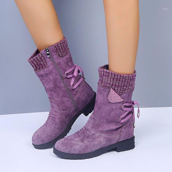 

boots ankle woman 2021 warm plush winter microfiber non-slip suede women black gray size 35-431