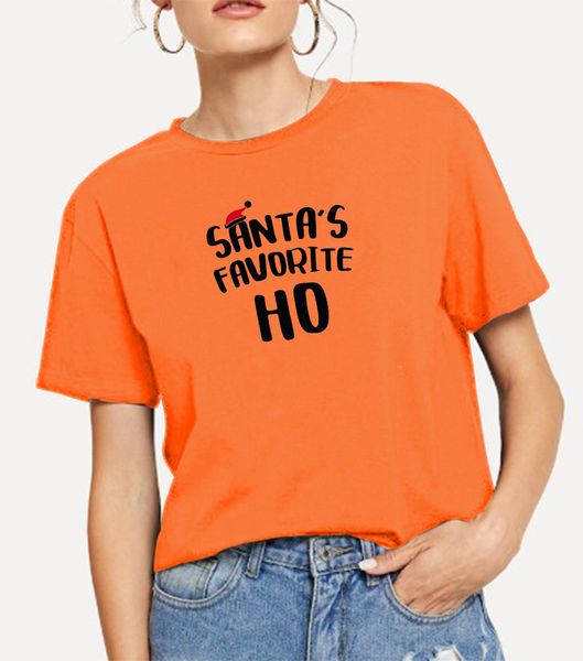 

wt20309 personality trend santa's favorite christmas creative print round neck short sleeve t-shirt women, White