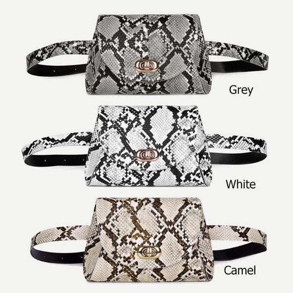 

snake print sports shoulder women waist fanny packs pu leather chest bags1