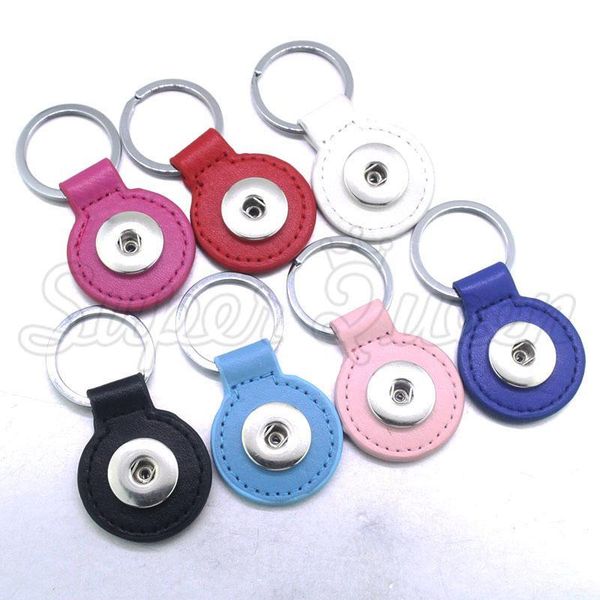 

7colors 2016 3.5cm round candy color pu leather 1 button 18mm metal snap button keychain women's diy jewelry keyring k232 q jllsge, Silver