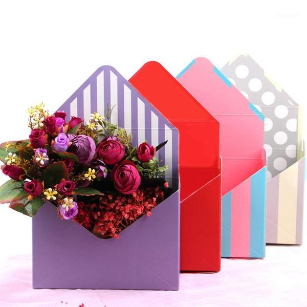 

creative envelope fold flower storage box wedding engagement party decor polka dot stripes printed paperboard packaging wrapping1