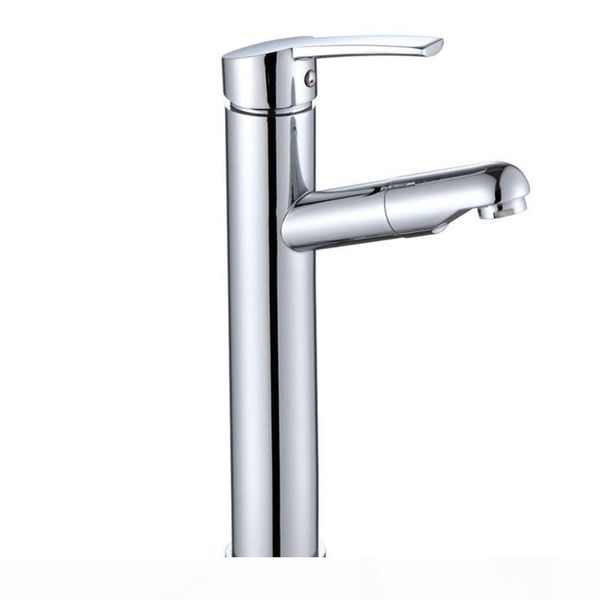 

bathroom kitchen basin faucet single handle pull out spray cold sink tap