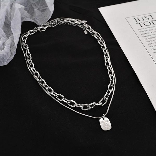 

chains fashion letter square brand sweater chain double men and women couple necklace, Silver