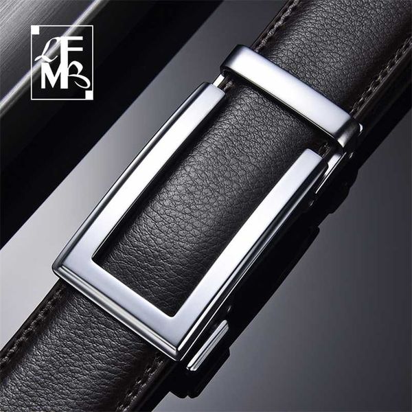 

[lfmb]cow genuine leather mens belt cowhide strap for male ratchet automatic buckle belts for men brand brown body belt 220210, Black;brown