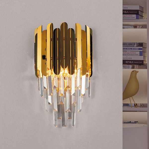 

wall lamp luxury el gold lights for bedside living room stairs sconce crystal