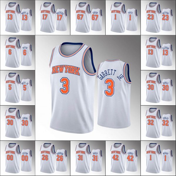 

new york knicks men julius randle ron baker bobby portis elfrid payton statement nba white custom jersey, Black