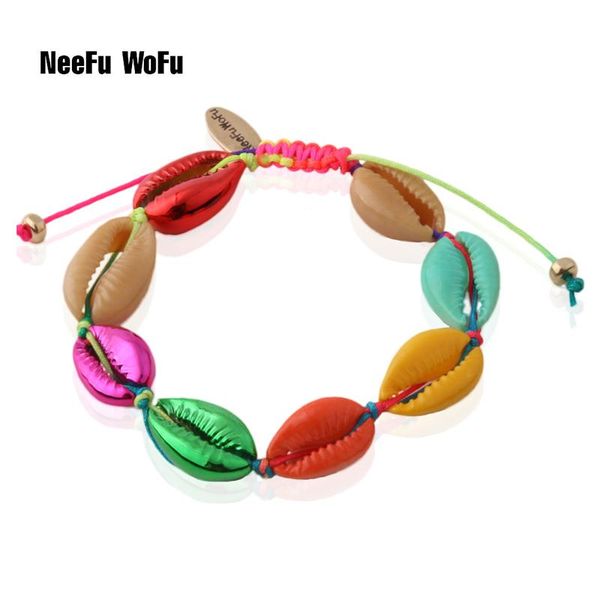 

neefuwofu colored seashell bracelets metal beaded gold bohemia shell bracelet for woman suit beaded bracelet fashion jewelry, Golden;silver