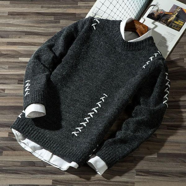

spring autumn mens sweater casual wool pullover jumper pullover fashion mens slim fit knitted shirt clothing1, White;black