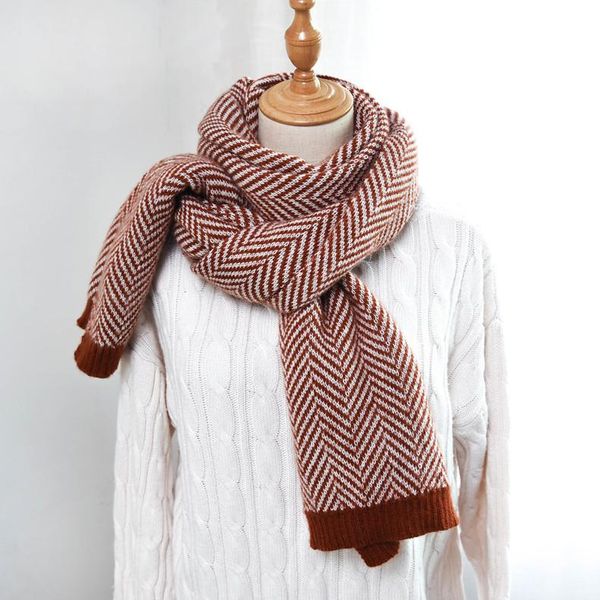 

scarves soft cashmere women autumn 40*195cm herringbone pattern wraps long scarf with tassel casual lady winter shawl, Blue;gray