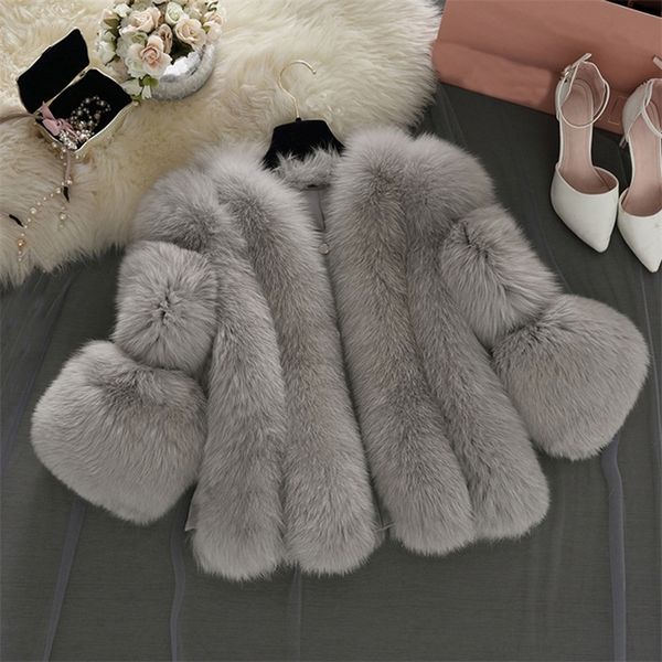 

fux fur coats s-4xl women winter warm white pink faux fur coat elegant thick warm outerwear fake fur jacket chaquetas mujer 201110, Black