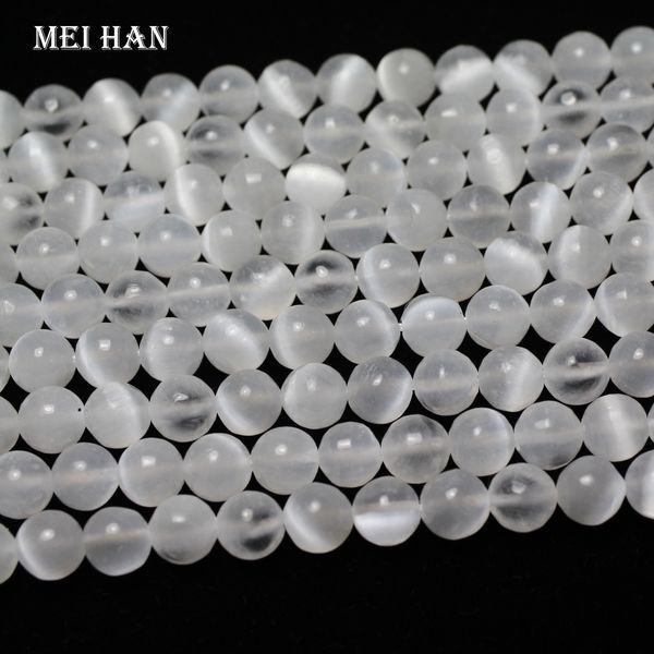 

meihan natural 6mm 8mm white calcite selenite round beads for making jewelry diy bracelet necklace 200930, Black
