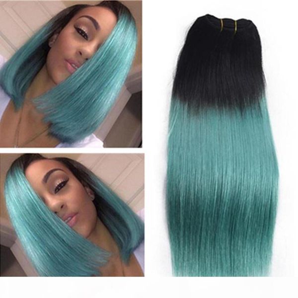 

два тонов волос пучки зеленый выдвижение волосы ombre человеческих переплетения волос бразильской связка 3шт лот на продаже, Black;brown