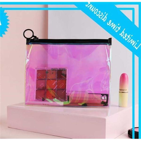 

women tpu laser pink transparent cosmetic bags