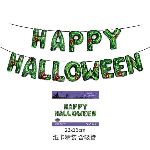 

14pcs / набор нового 16inch halloween green happy halloween alphabet set halloween party семейных украшения шары фон globos wmtccd