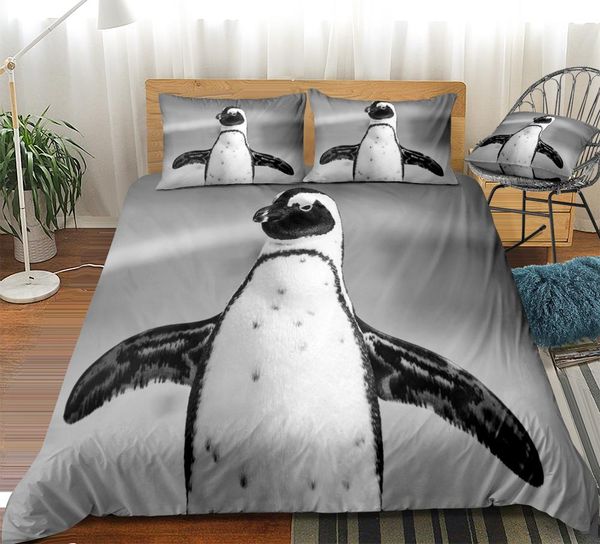 

penguin bedding set wild animal duvet cover set grey bed line kids boys home textiles cute penguin pattern beds set bedclothes