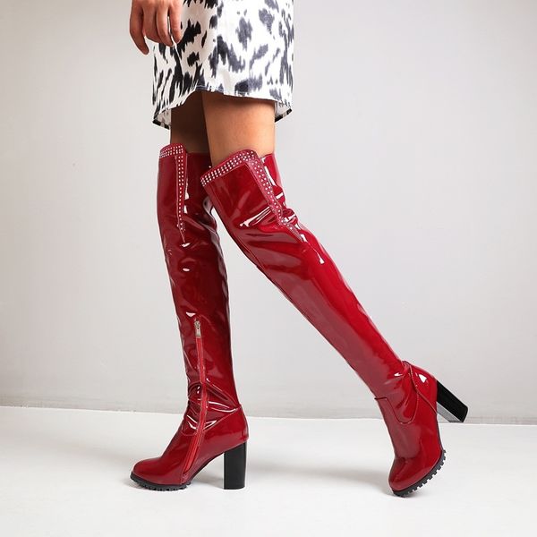 

2021 new female leather fashions on knee shoes party 43 dance boots p3nm, Black